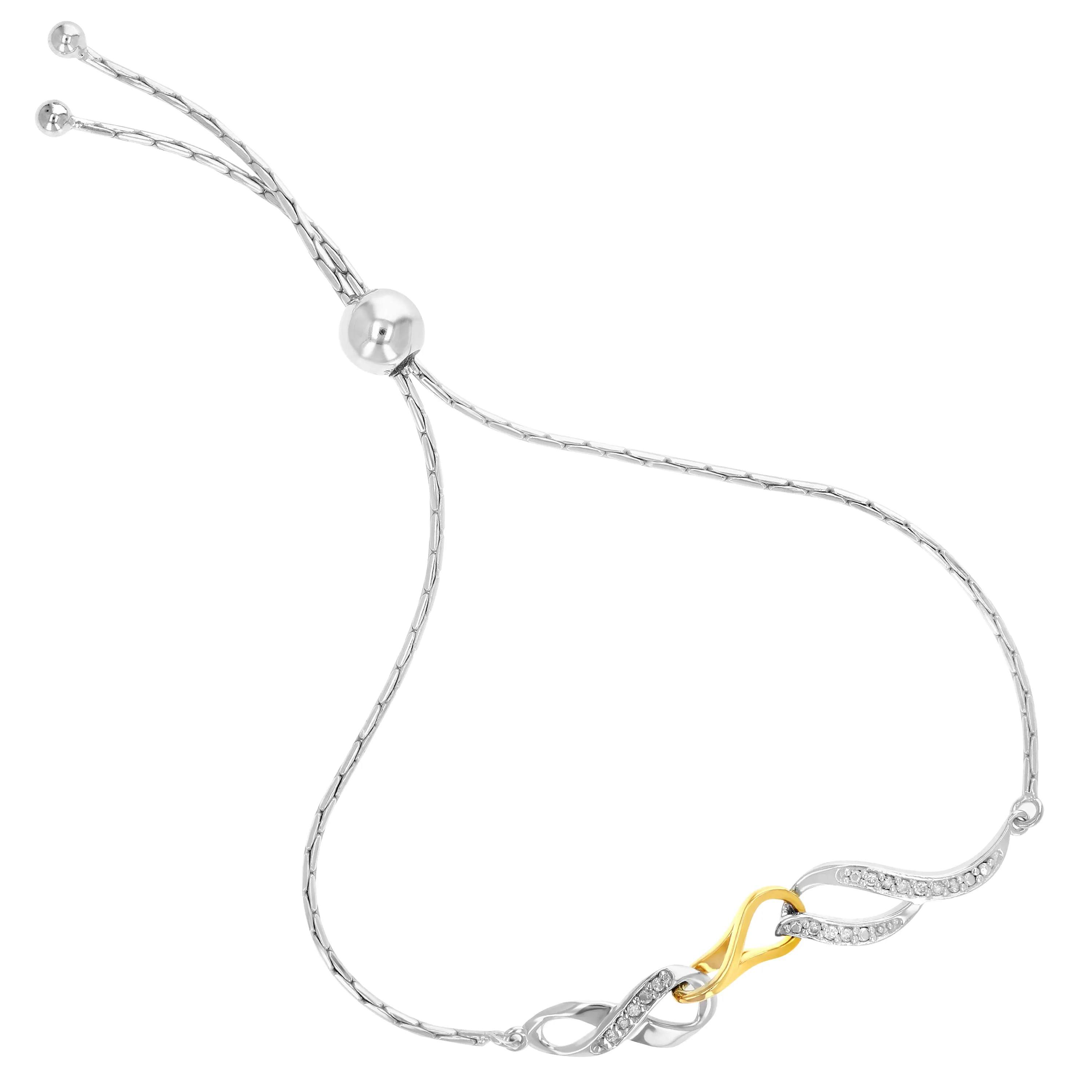 1/20 cttw Diamond Bolo Bracelet in .925 Sterling Silver
