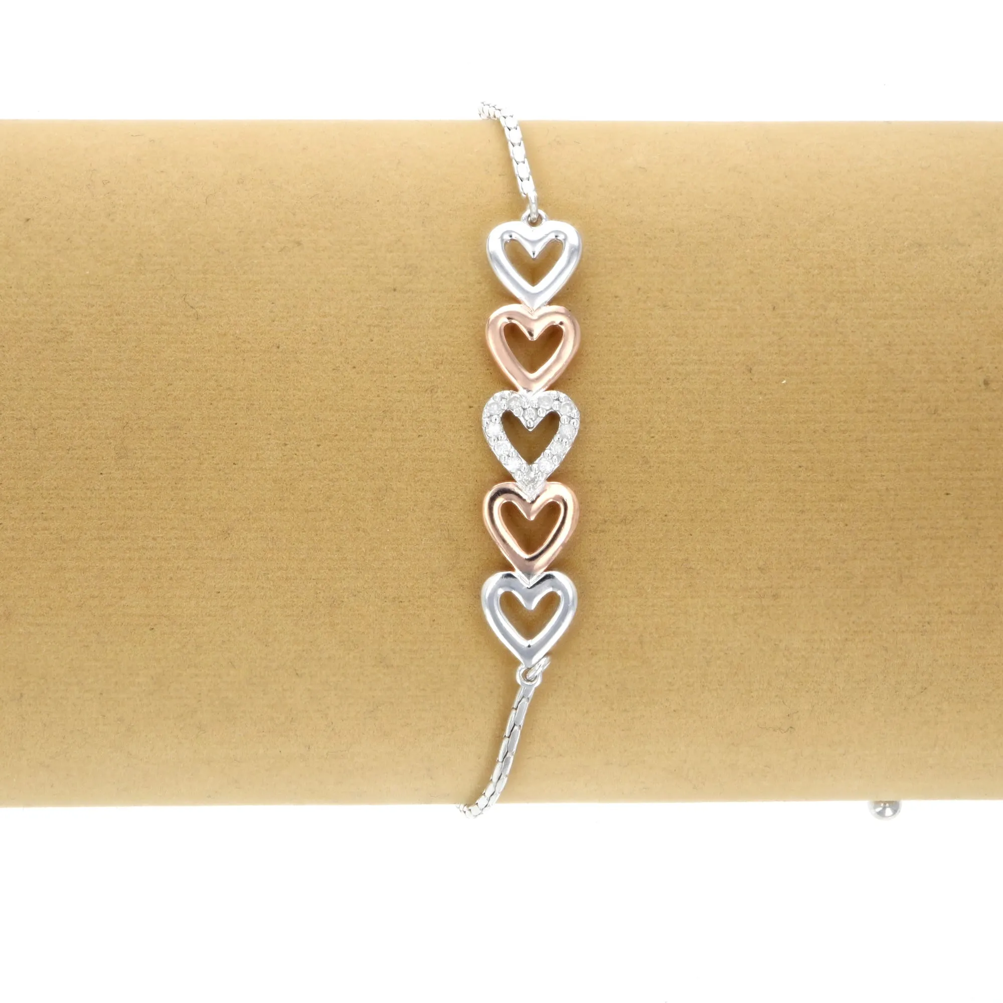 1/20 cttw Diamond Bolo Bracelet in .925 Sterling Silver