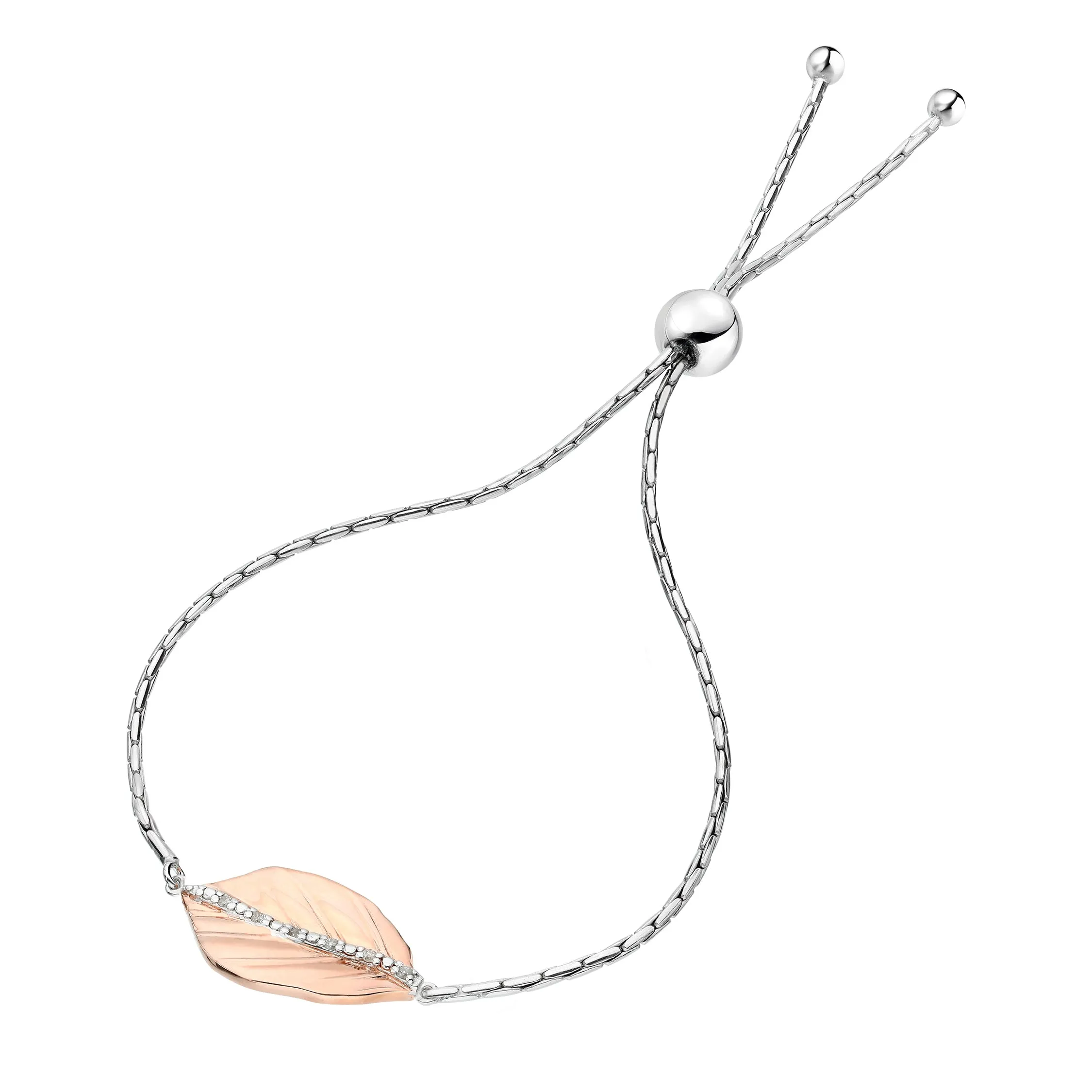 1/20 cttw Diamond Bolo Bracelet in .925 Sterling Silver