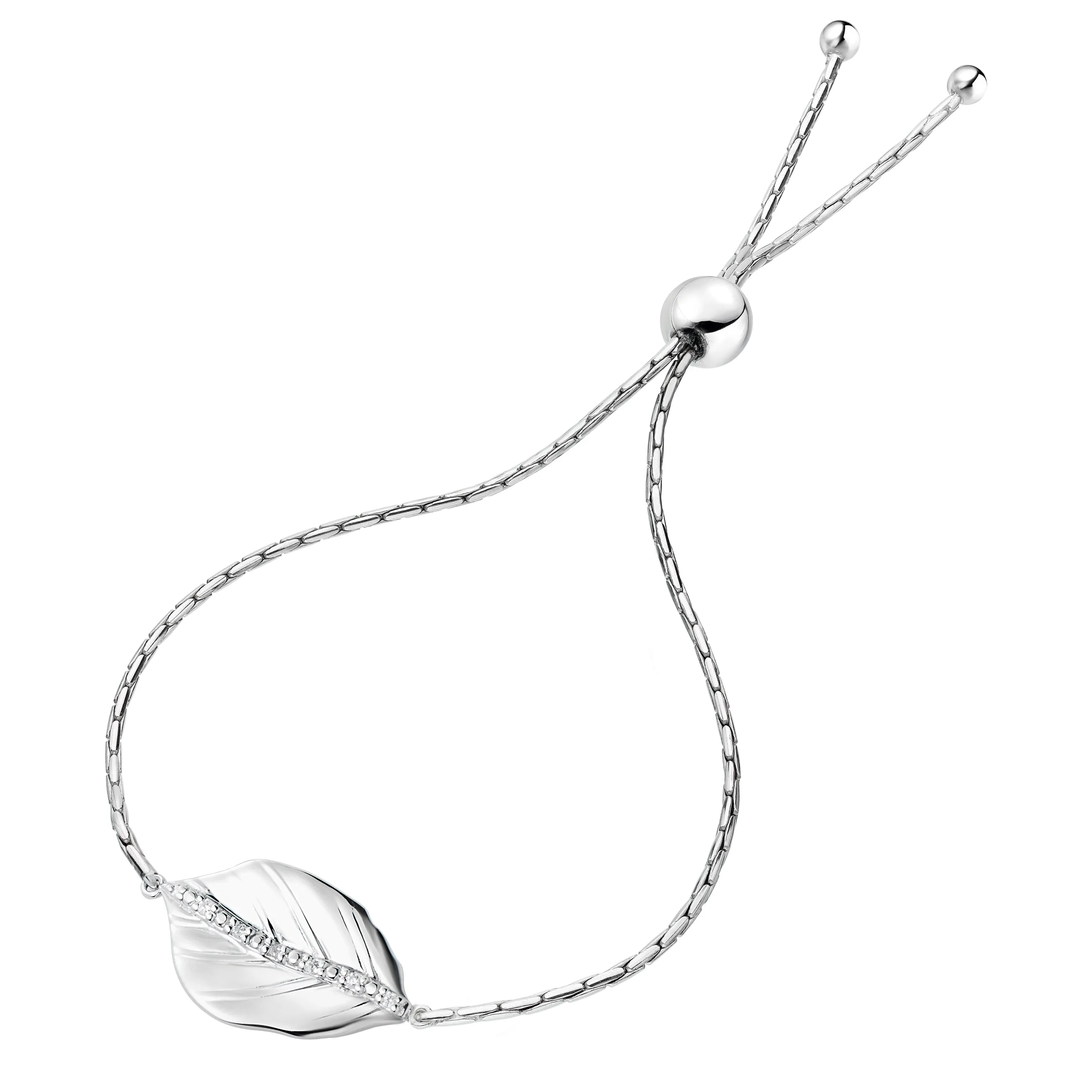 1/20 cttw Diamond Bolo Bracelet in .925 Sterling Silver