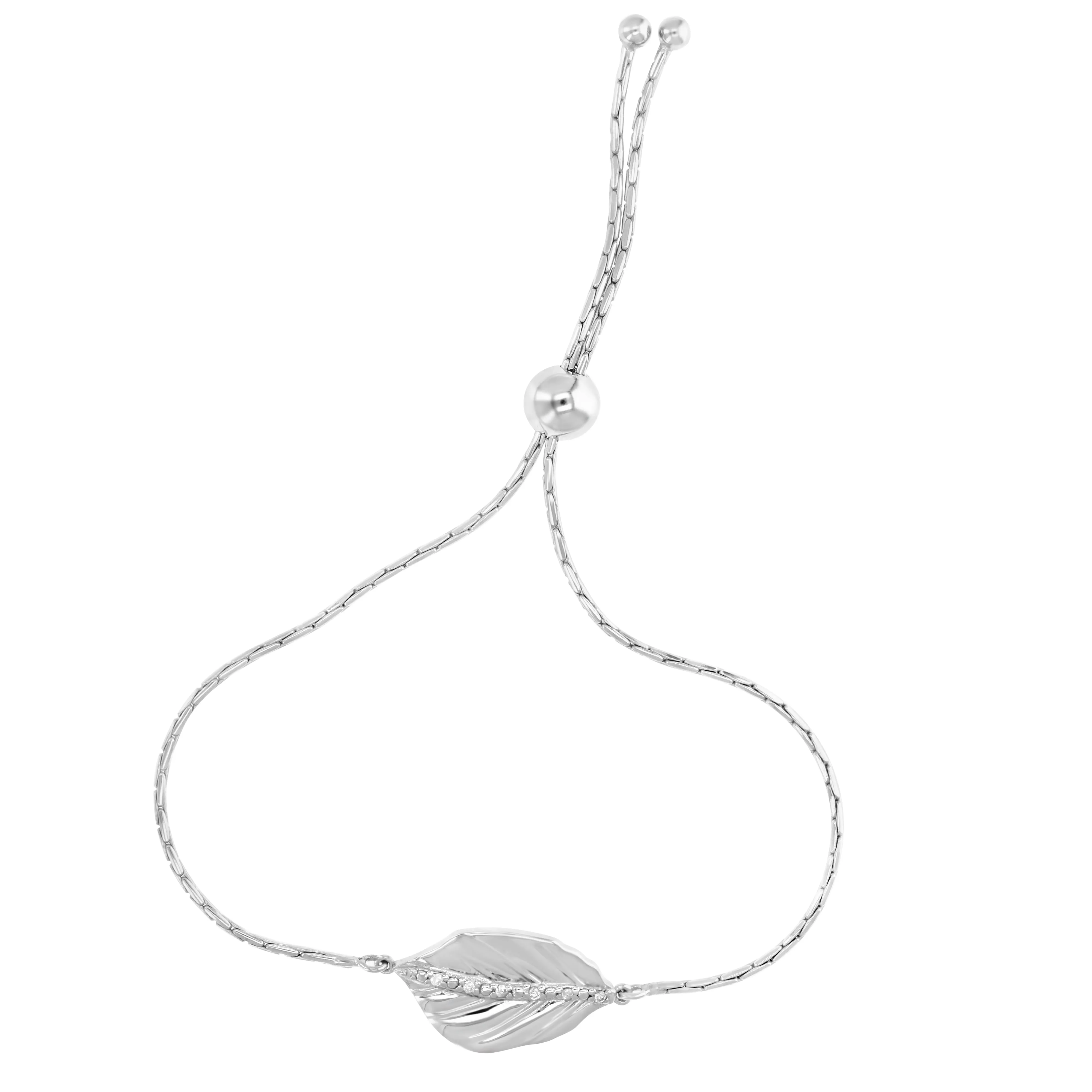1/20 cttw Diamond Bolo Bracelet in .925 Sterling Silver