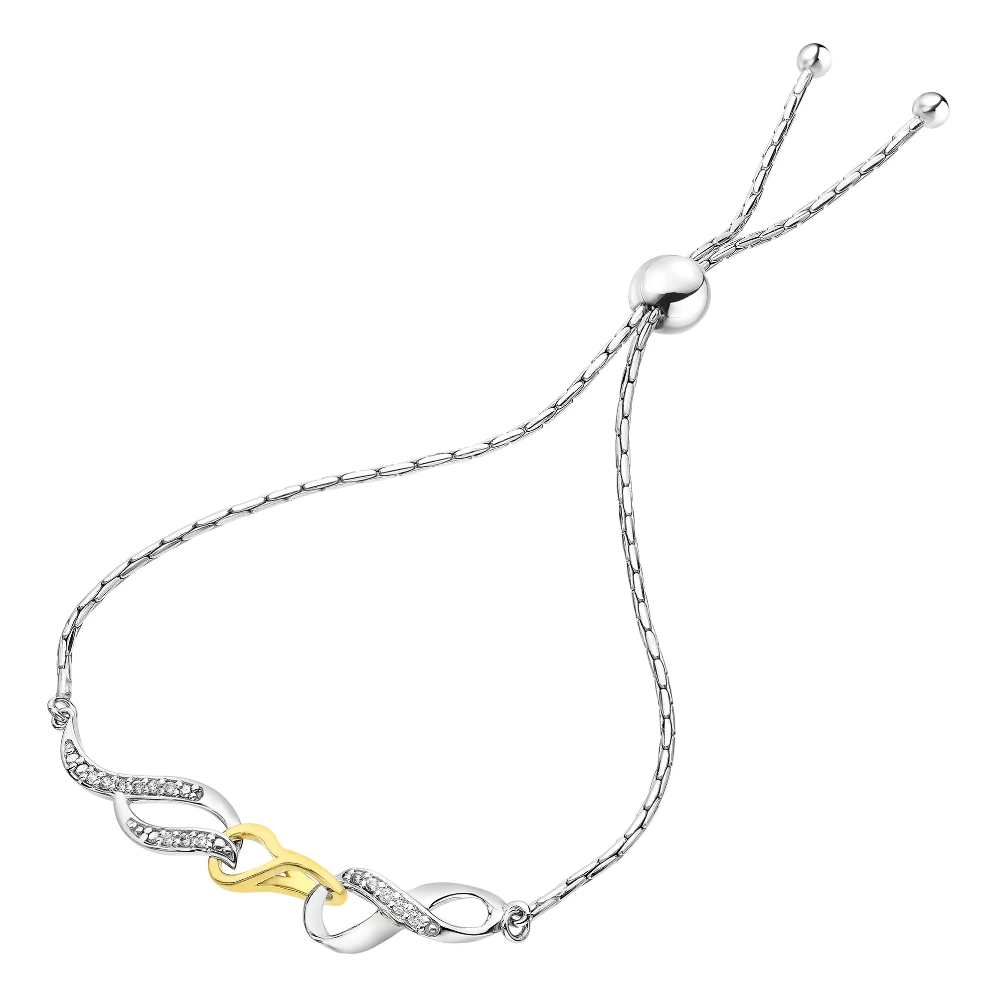 1/20 cttw Diamond Bolo Bracelet in .925 Sterling Silver