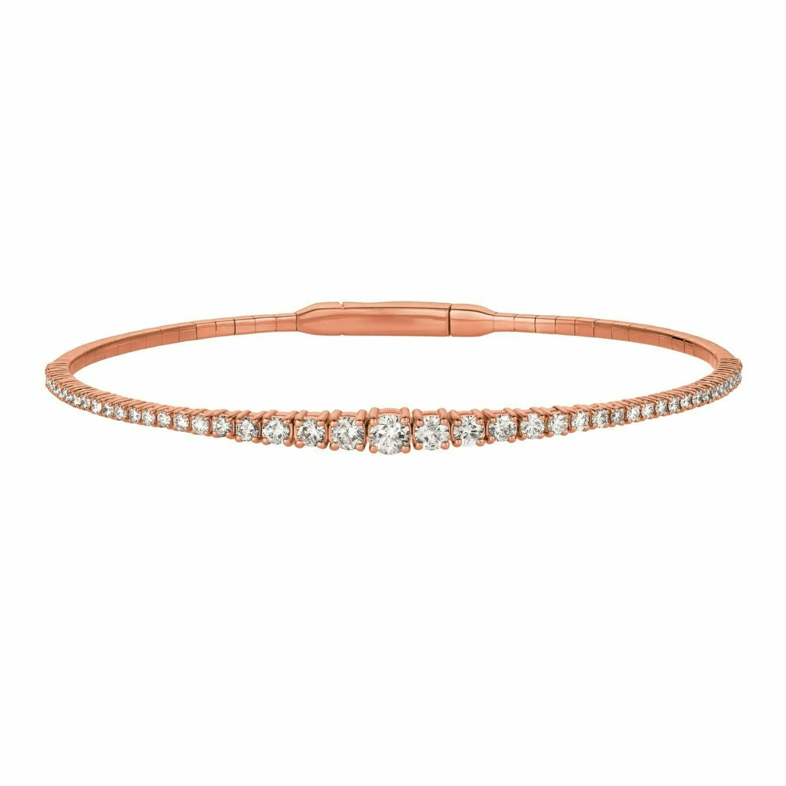1.25 Carat Natural Diamond Flexible Tennis Bracelet G SI 14K Rose Gold 7''