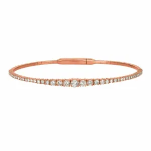 1.25 Carat Natural Diamond Flexible Tennis Bracelet G SI 14K Rose Gold 7''