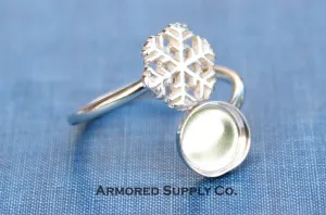 12mm Bezel Sterling Silver Snowflake Wrap Adjustable Ring blank