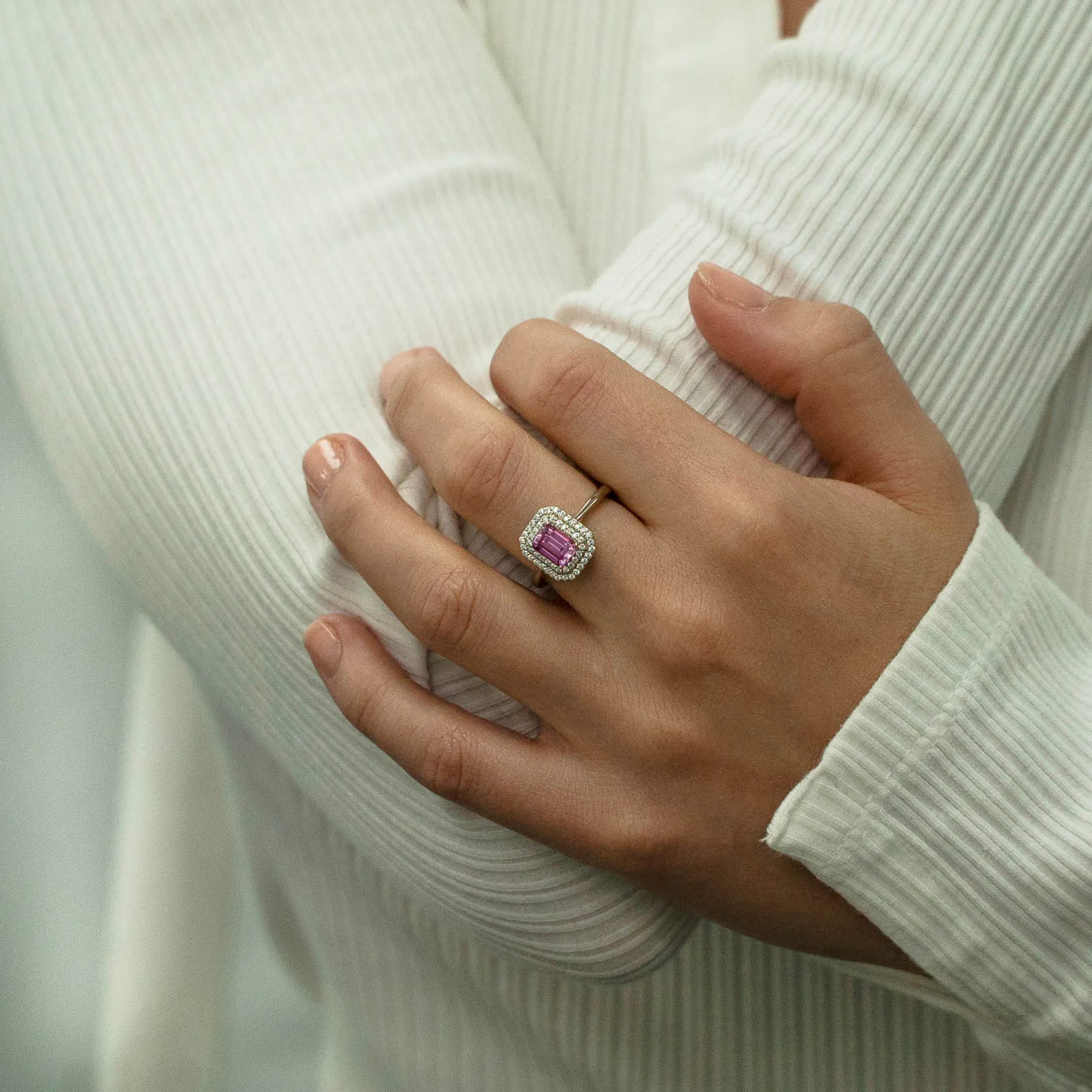 1.31 d.e.w cts Heather Moissanite Ring
