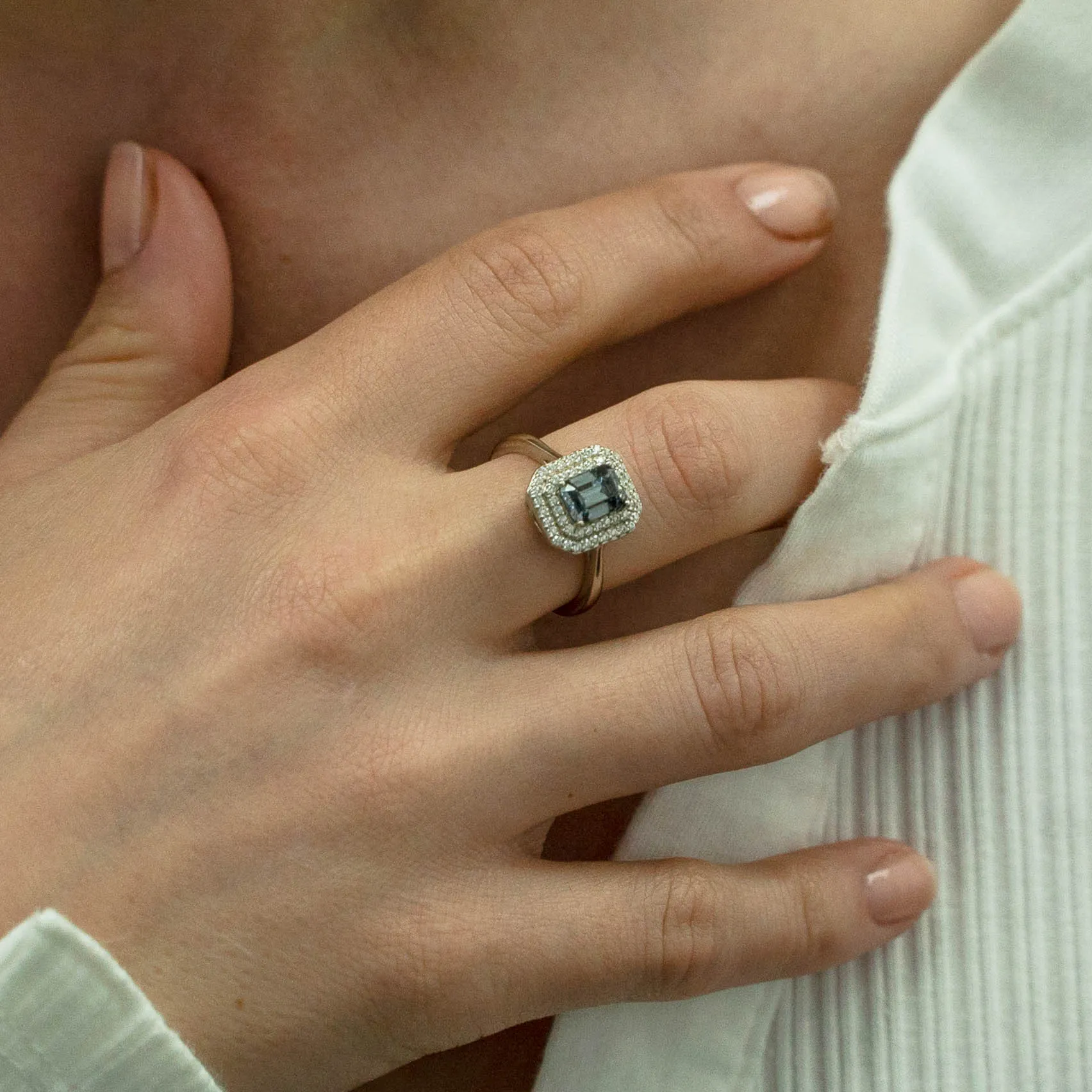 1.31 d.e.w cts Heather Moissanite Ring