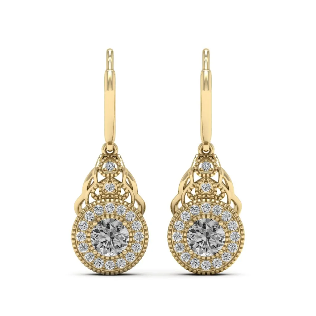 1.36 d.e.w cts Delia Moissanite Dangle Earrings
