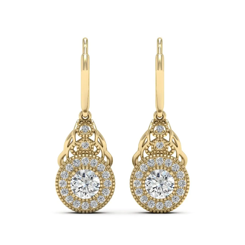 1.36 d.e.w cts Delia Moissanite Dangle Earrings