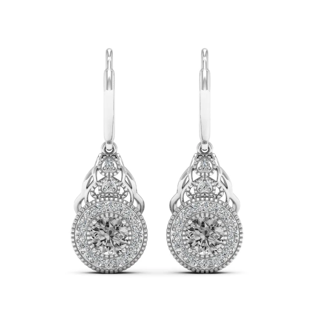 1.36 d.e.w cts Delia Moissanite Dangle Earrings