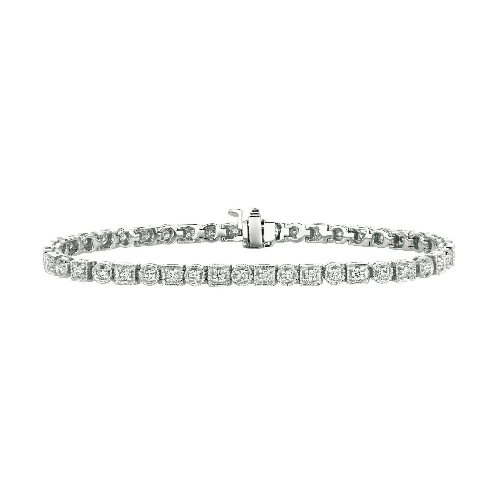 1.40 Carat Natural Diamond Bracelet G SI 14K White Gold 7 inches