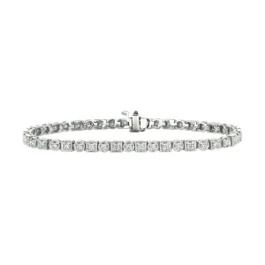 1.40 Carat Natural Diamond Bracelet G SI 14K White Gold 7 inches