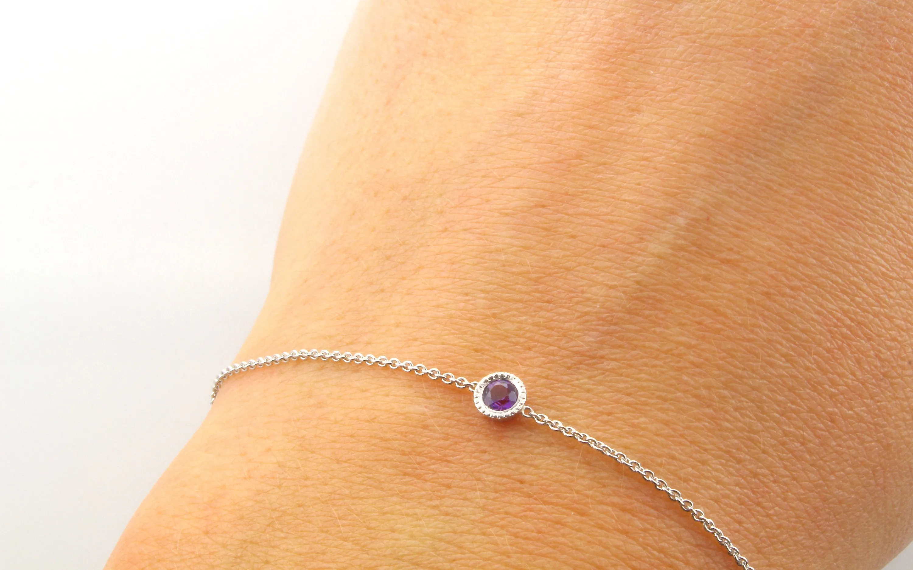 14K Gold Amethyst Bezel Bracelet