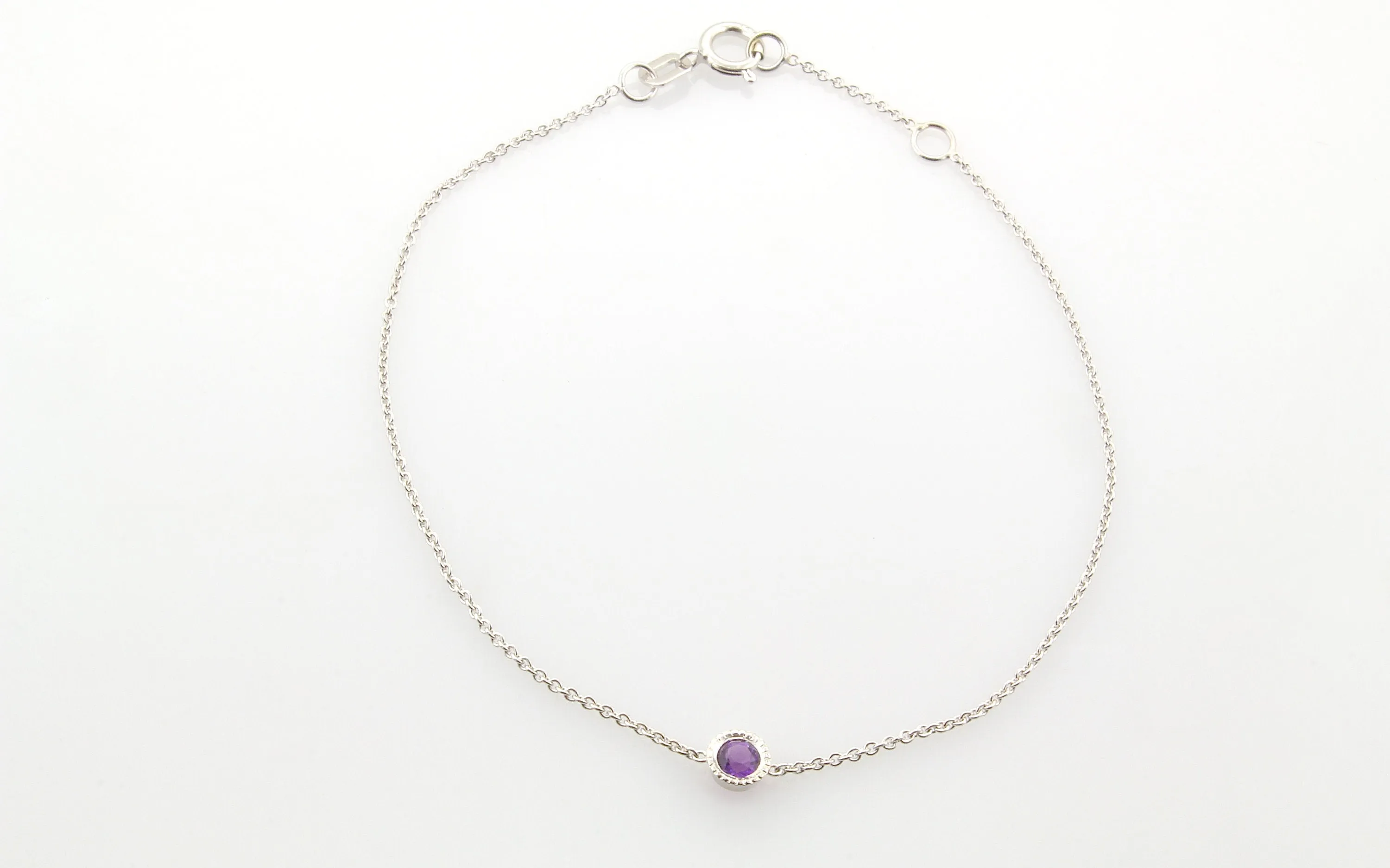 14K Gold Amethyst Bezel Bracelet