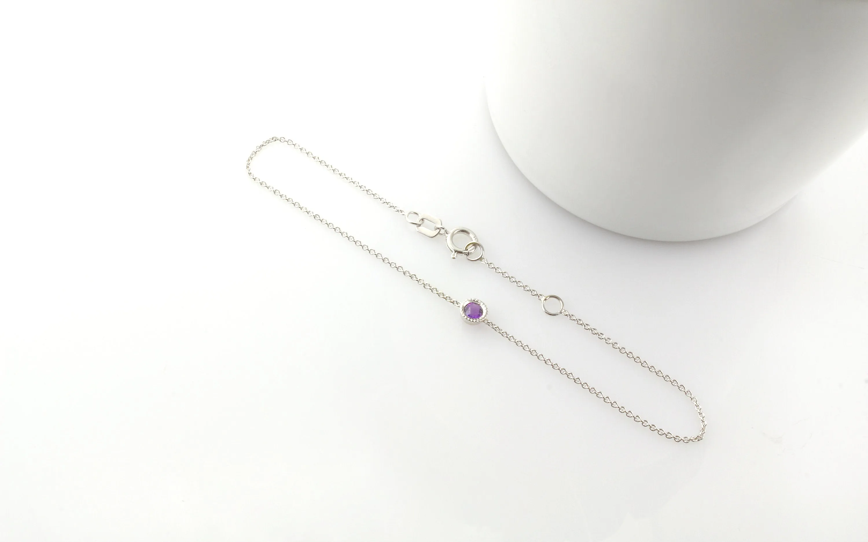 14K Gold Amethyst Bezel Bracelet