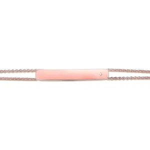 14K Gold Engraveable Diamond Accent Bar Bracelet