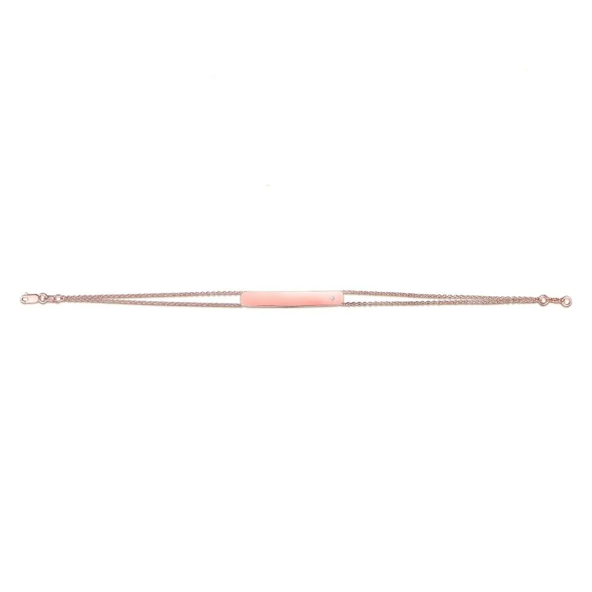 14K Gold Engraveable Diamond Accent Bar Bracelet