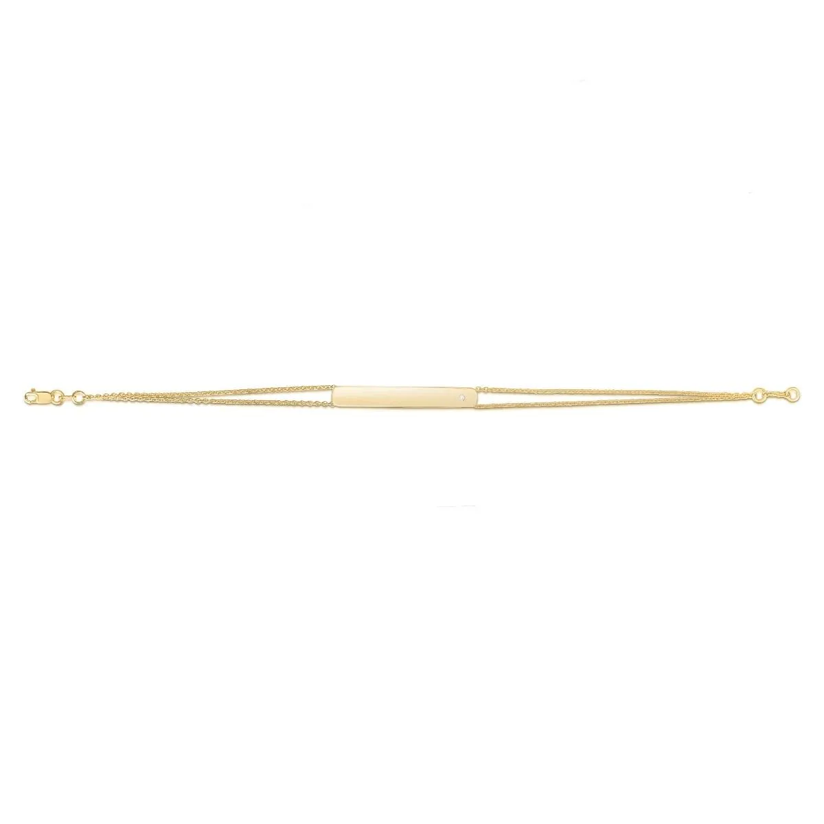 14K Gold Engraveable Diamond Accent Bar Bracelet