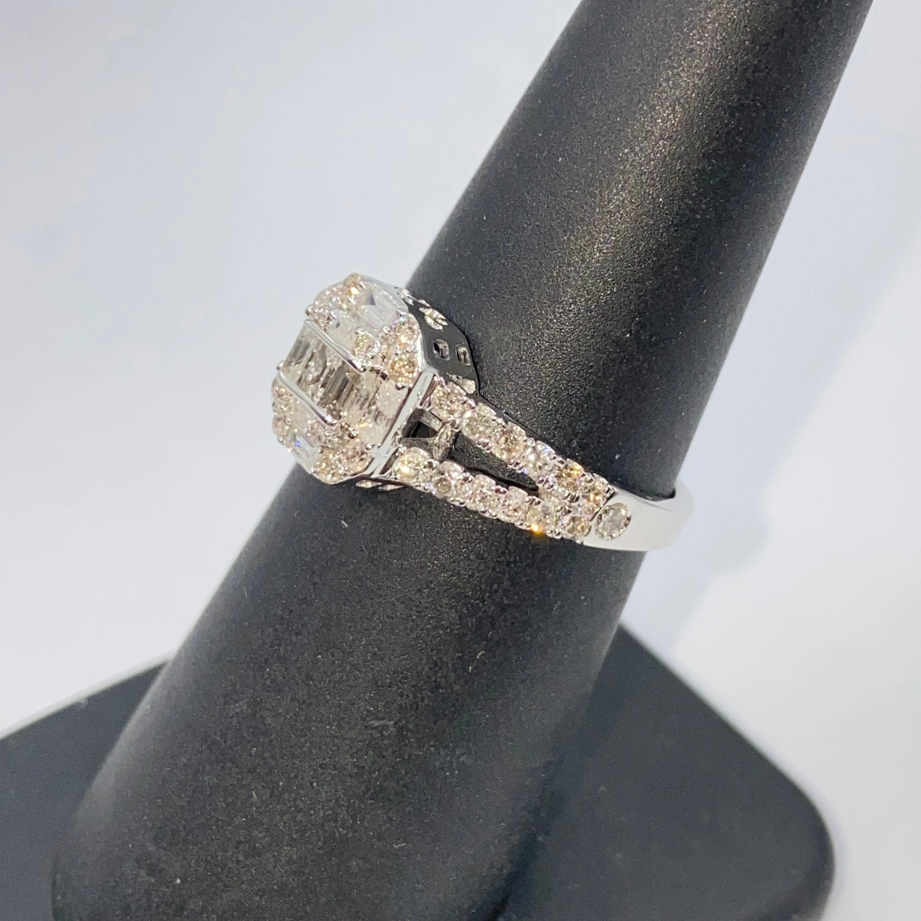 14K Noble Rectangle Diamond Baguette Ring