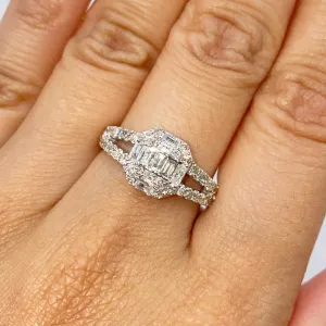 14K Noble Rectangle Diamond Baguette Ring
