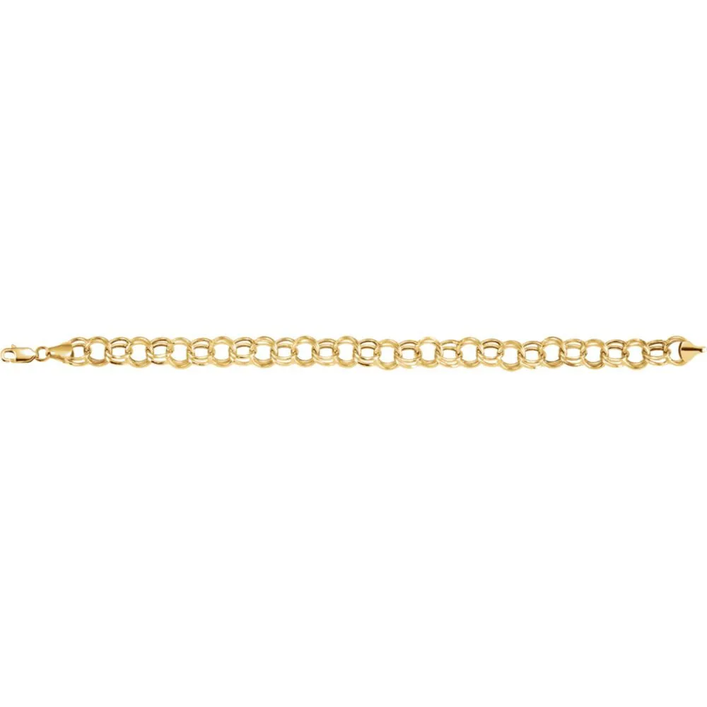 14k White Gold 5.7mm Double Link Charm 8" Bracelet
