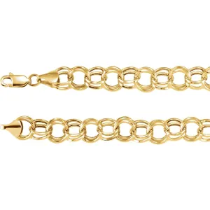 14k White Gold 5.7mm Double Link Charm 8" Bracelet