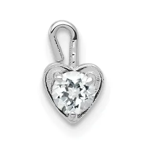 14k White Gold April Birthstone Heart Charm