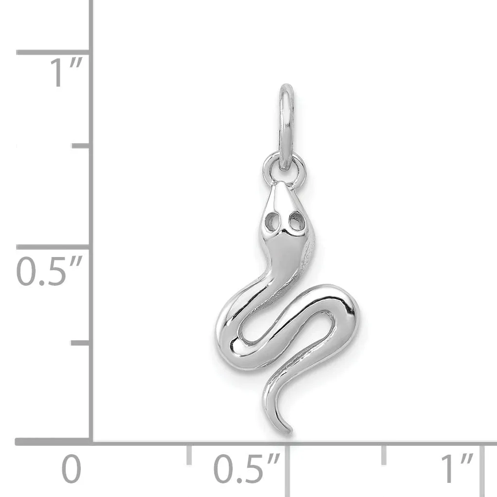14k White Gold Solid Polished Finish Snake Charm Pendant