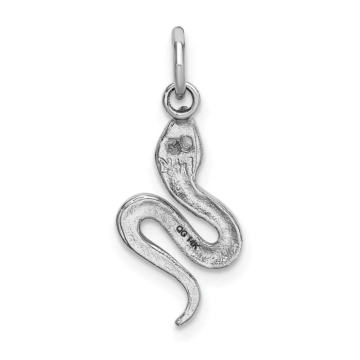 14k White Gold Solid Polished Finish Snake Charm Pendant