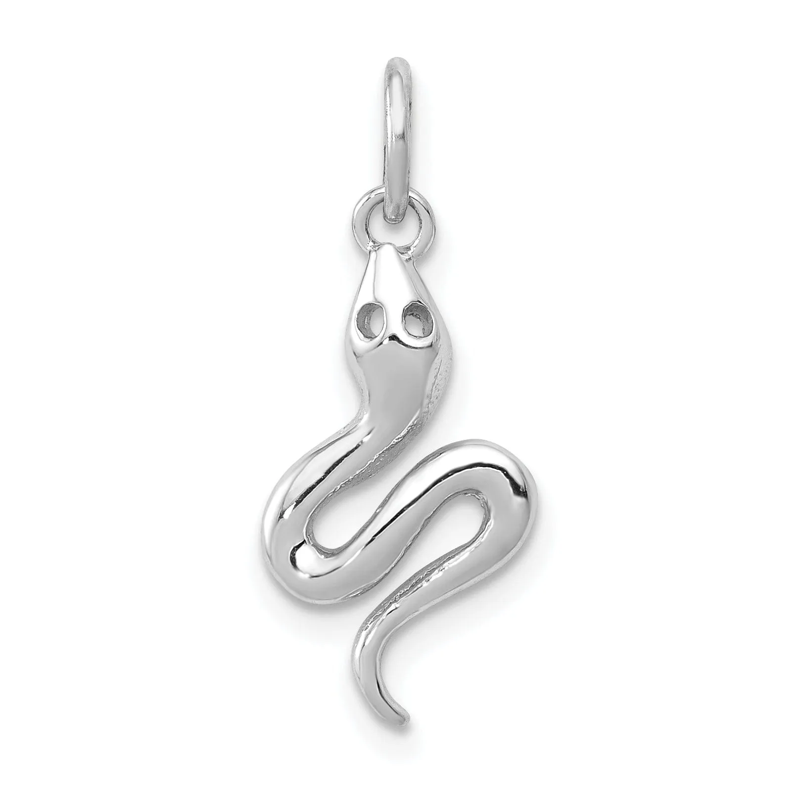 14k White Gold Solid Polished Finish Snake Charm Pendant