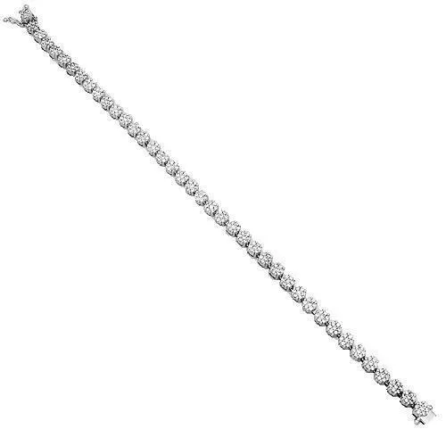 14K White Solid Gold Womens Diamond Bracelet 3.00 Ctw