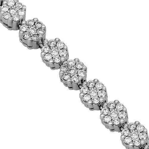14K White Solid Gold Womens Diamond Bracelet 3.00 Ctw