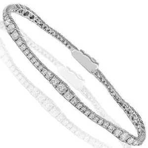 14K White Solid Gold Womens Diamond Bracelet  3.75 Ctw