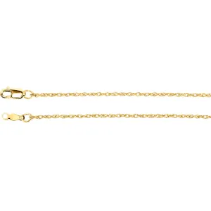 14k Yellow Gold 1.25mm Rope 7" Chain