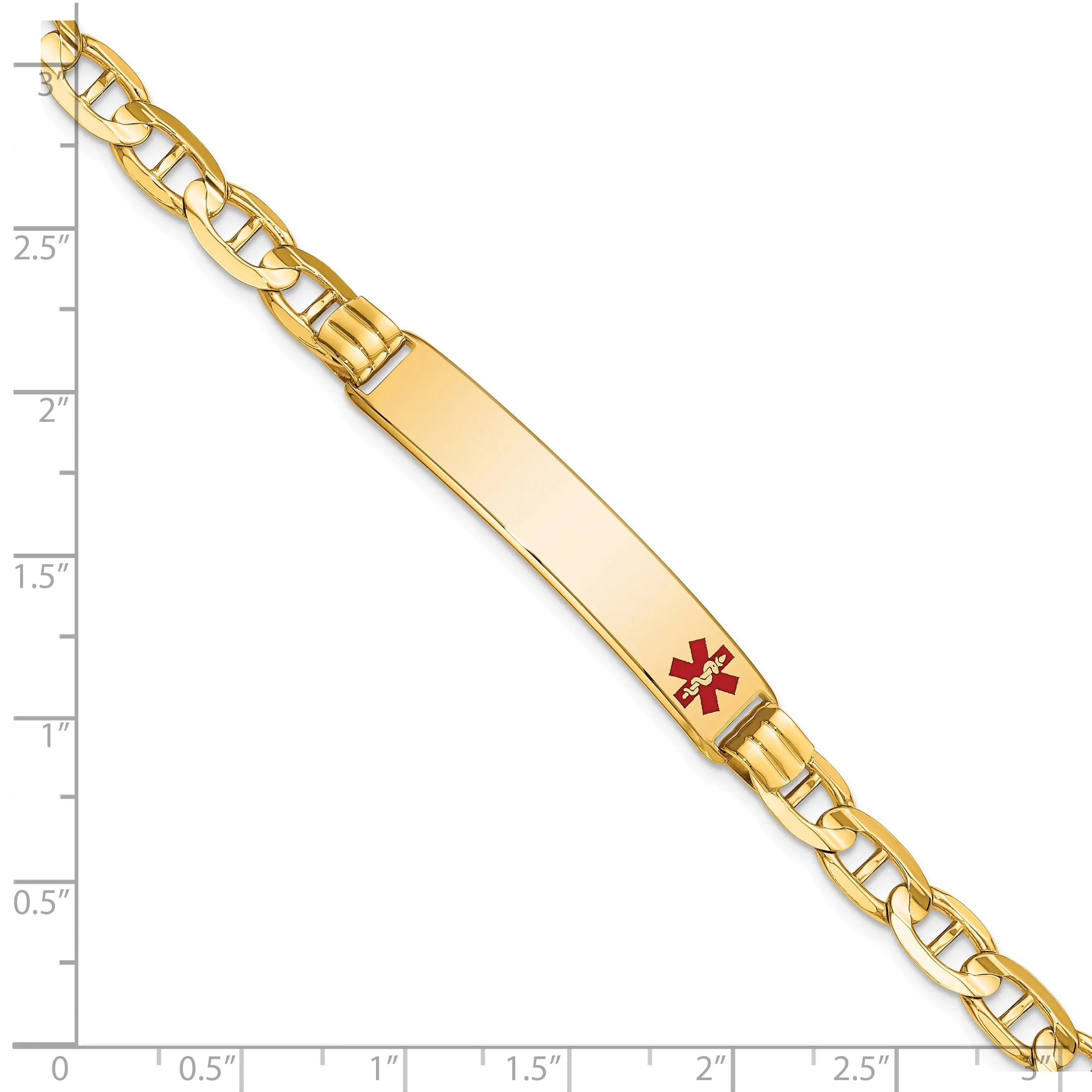 14K Yellow Gold Anchor Link Medical ID Bracelet