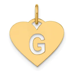 14k Yellow Gold Heart Cut-Out Letter G Initial Pendant