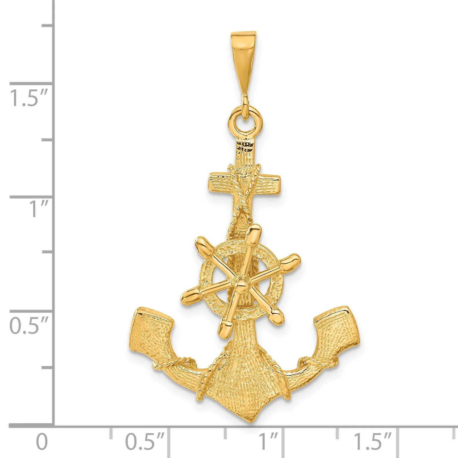 14k Yellow Gold Large Anchor With Wheel Charm