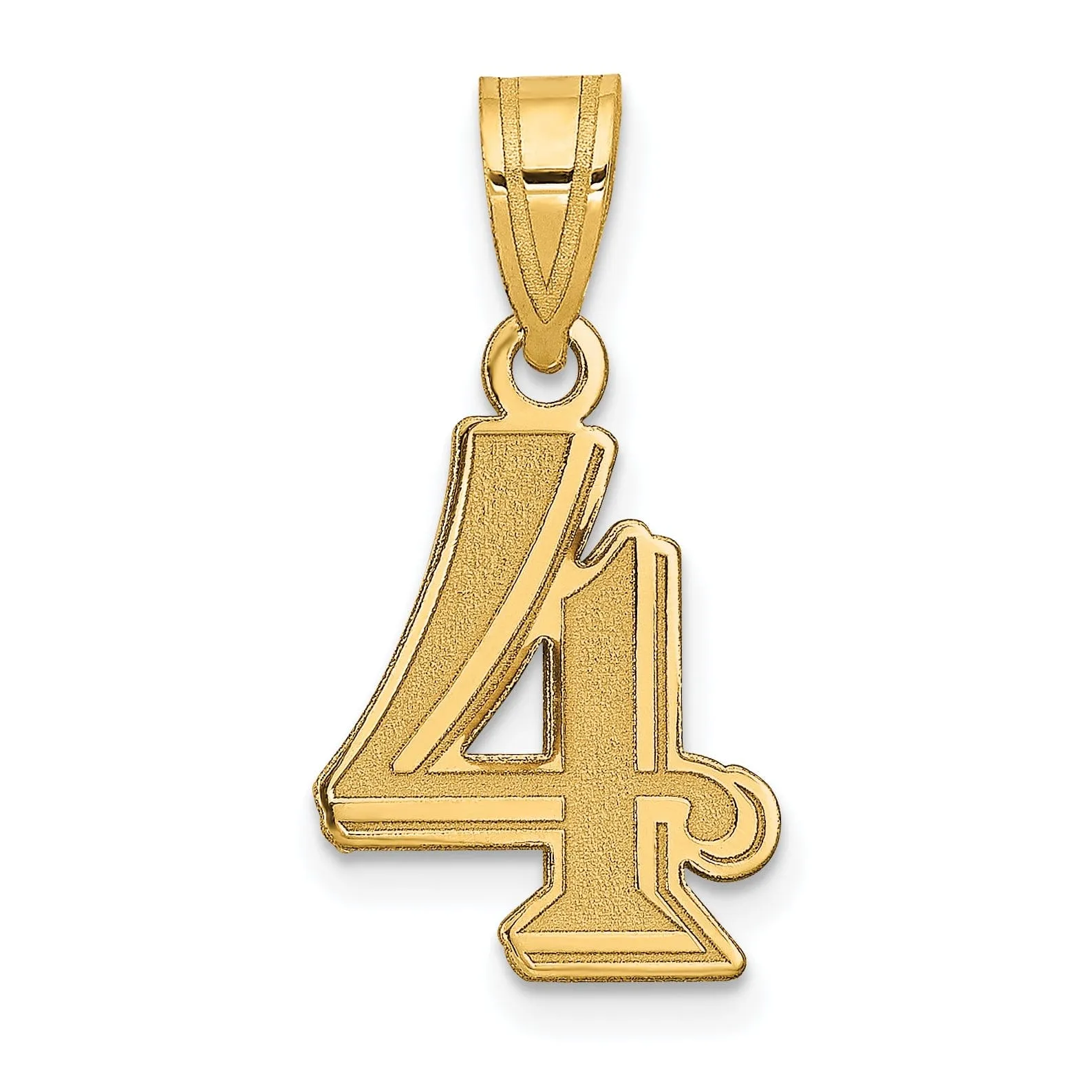14k Yellow Gold Polished Etched Finish Number 4 Charm Pendant