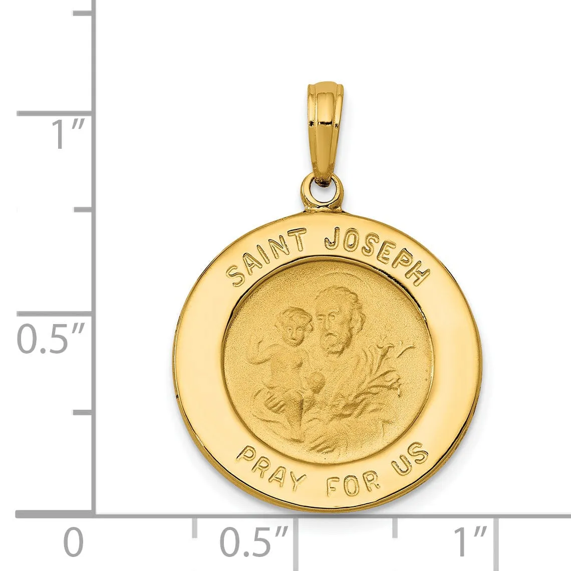 14k Yellow Gold Saint Joseph Medal Pendant