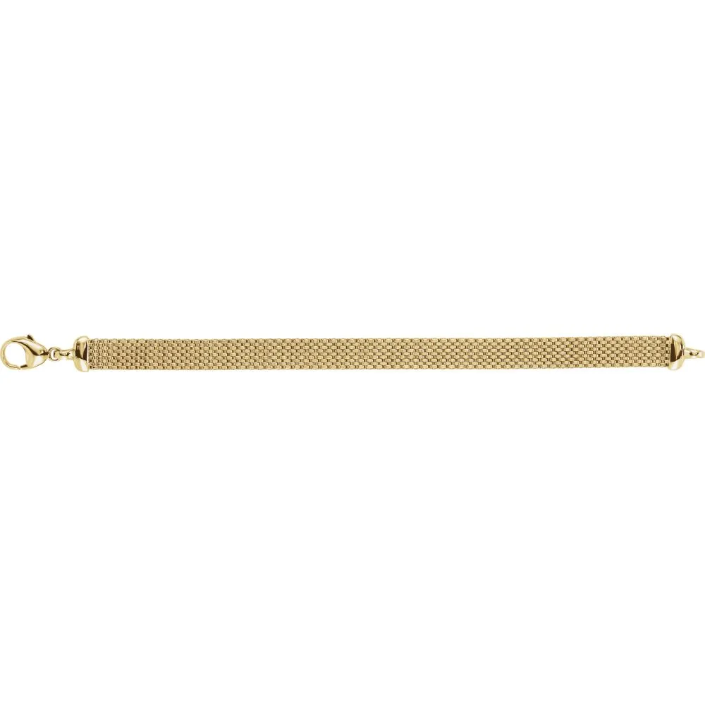 14k Yellow Gold Solid Flat Mesh 7" Bracelet