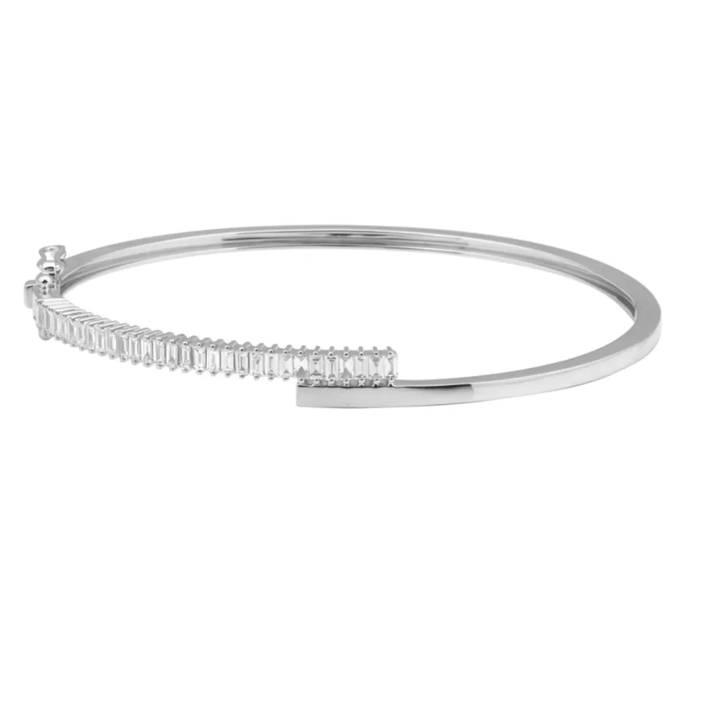 14KT Gold Baguette Diamond Lourdes Bangle Bracelet