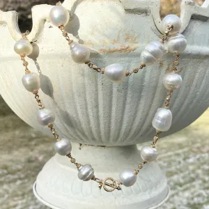 14KT Yellow Gold Paspaley South Sea Pearl Toggle Station Necklace 20"