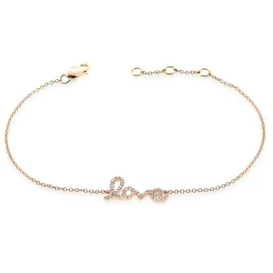 14KY Diamond Script Love Bracelet