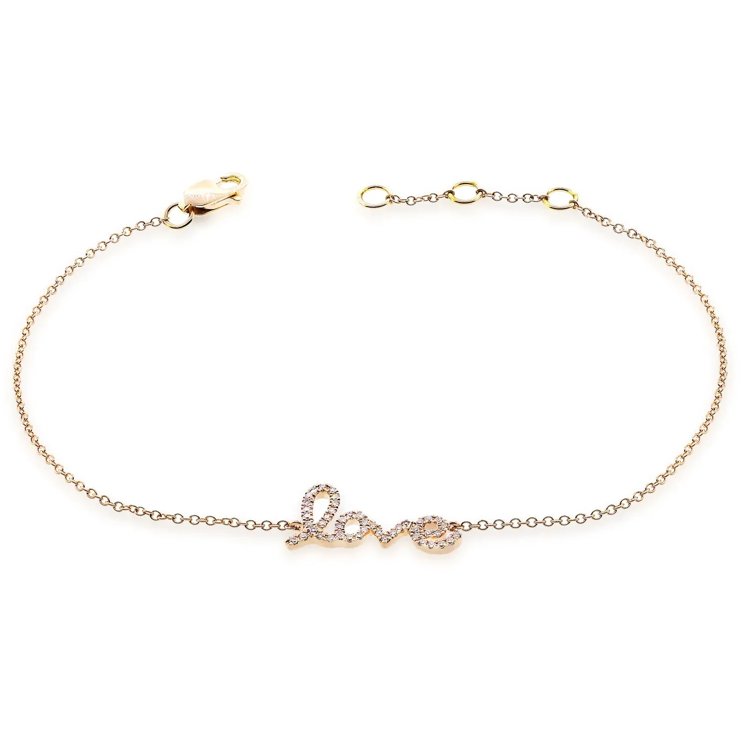 14KY Diamond Script Love Bracelet