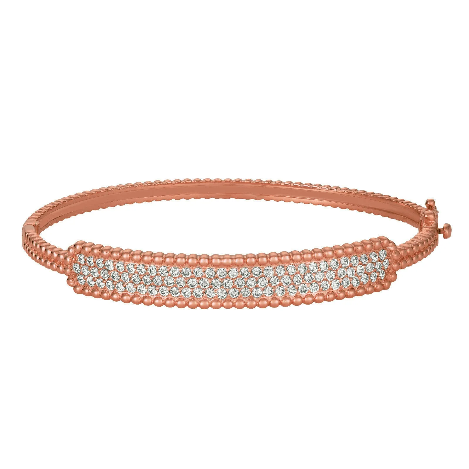 1.50 Carat Natural Diamond Bubble Bangle Bracelet G SI 14K Rose Gold 7''