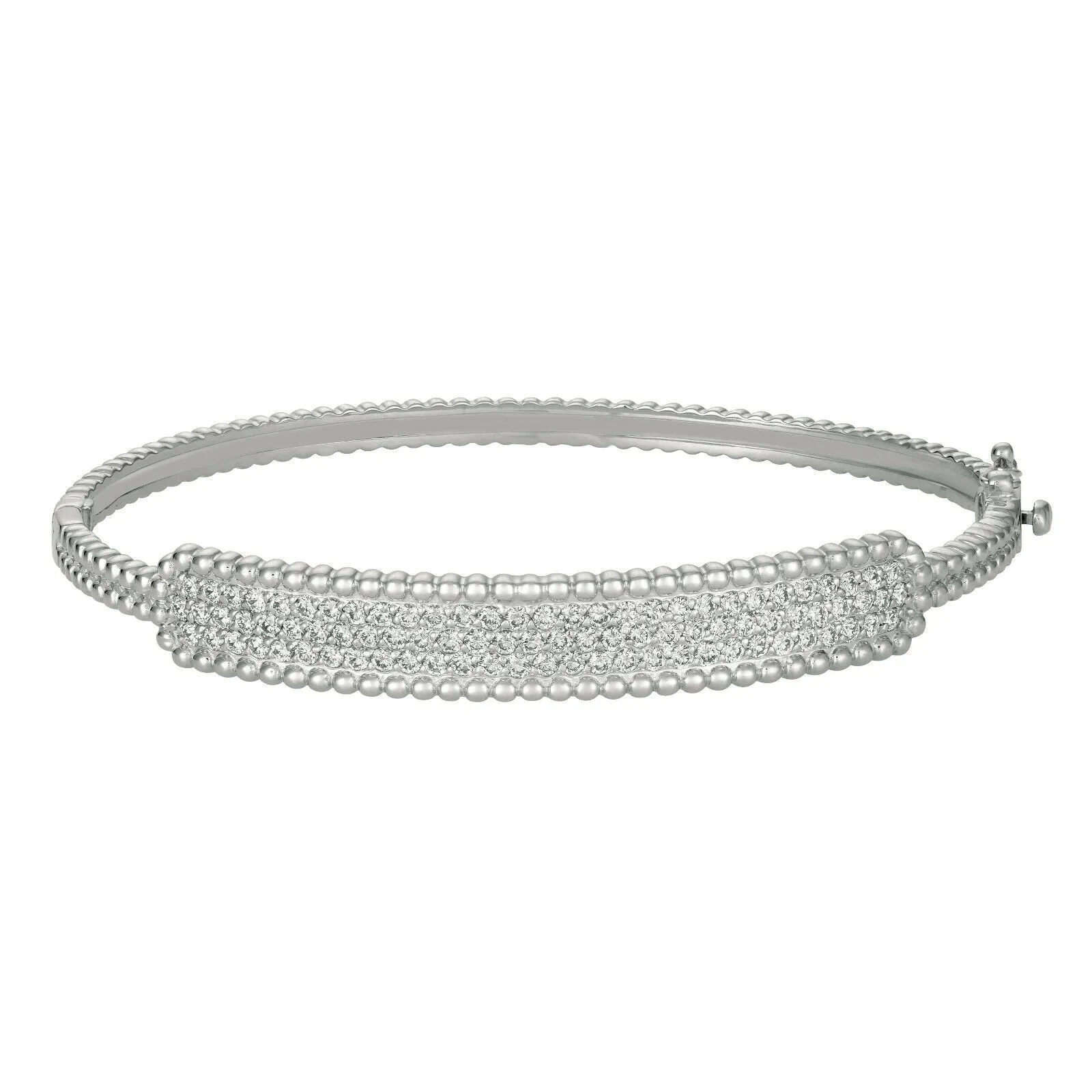 1.50 Carat Natural Diamond Bubble Bangle Bracelet G SI 14K White Gold 7''