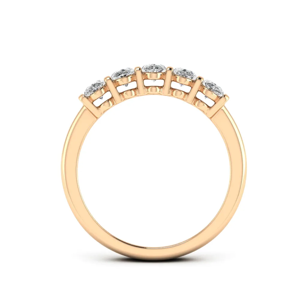 1.50 CTS DEW 5 Stone Oval Moissanite Ring