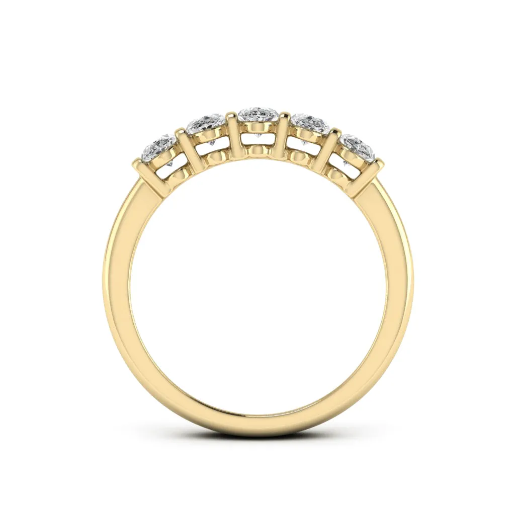 1.50 CTS DEW 5 Stone Oval Moissanite Ring
