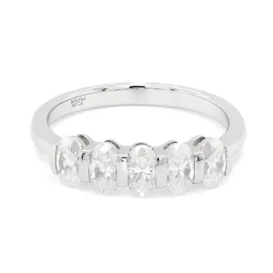 1.50 CTS DEW 5 Stone Oval Moissanite Ring