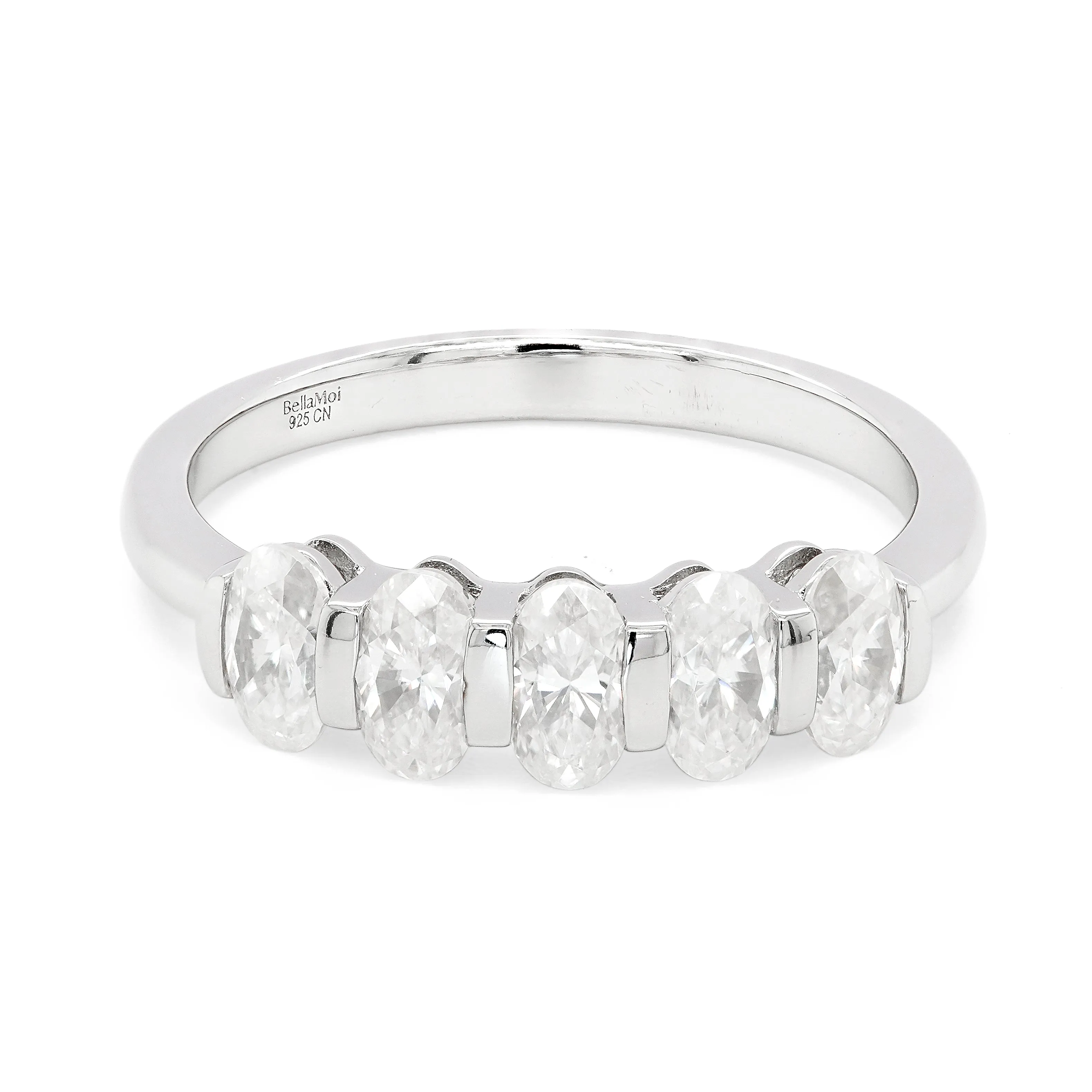 1.50 CTS DEW 5 Stone Oval Moissanite Ring